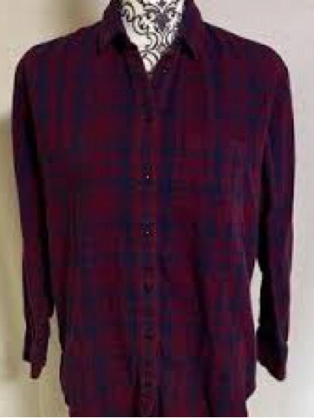 Madewell Men's Plaid Button-Down Shirt in Burgundy and Navy